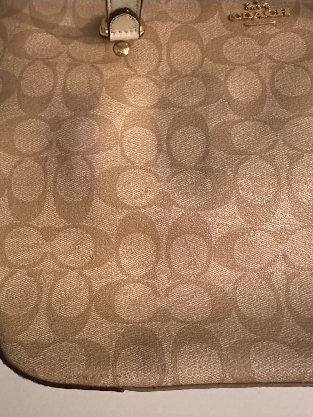 Coach Beige Signature Canvas Tote with Chalk Straps - Picture 7 of 9